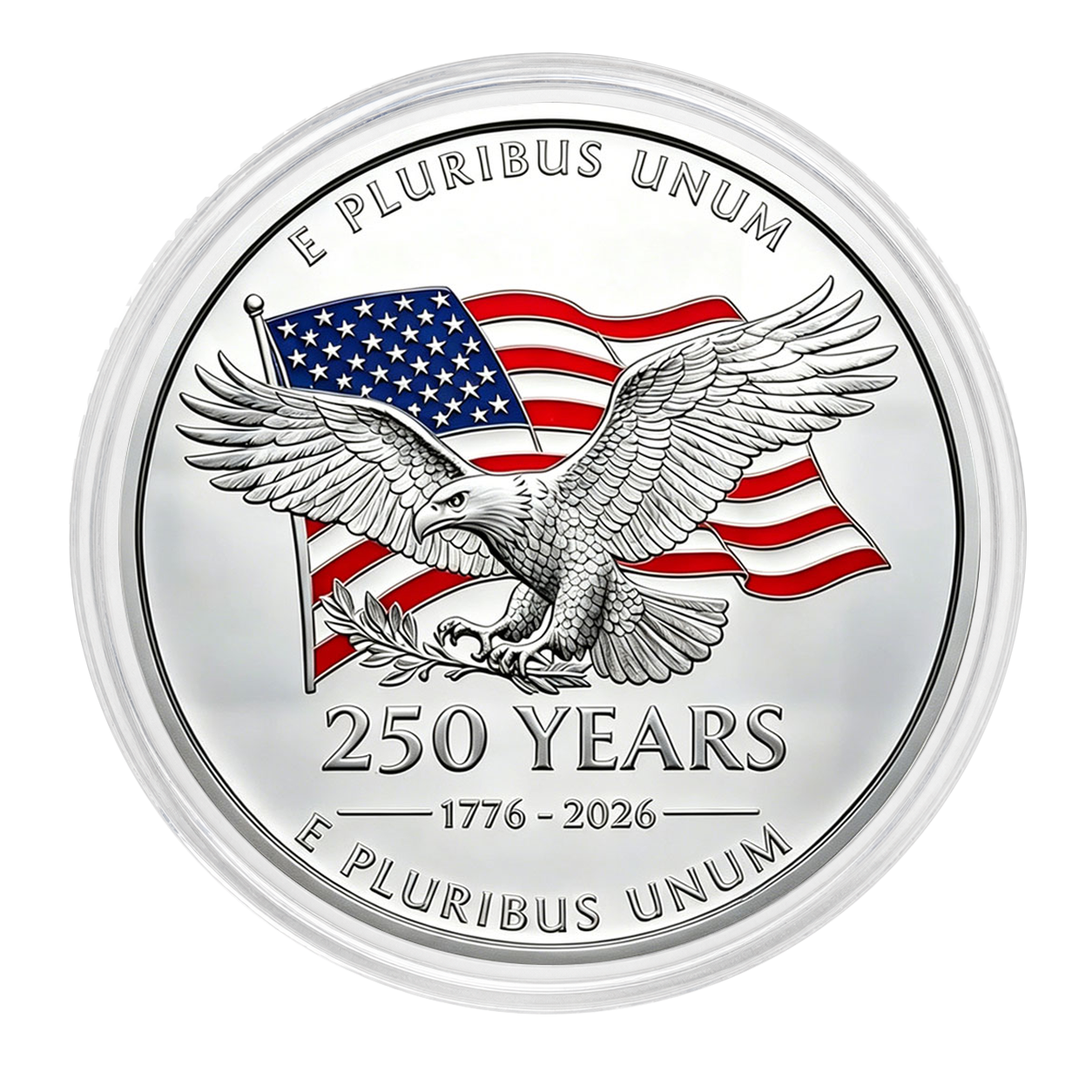 Bald eagle side of the America 250 commemorative collectible